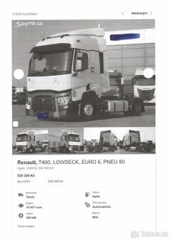 Prodám Tahač Renault T460