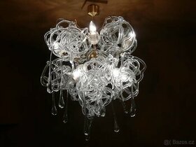 Retro brusel skleněný lustr René Roubíček