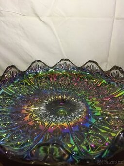 V. Zajíc Libochovice skleněná irisovaná mísa nástolec