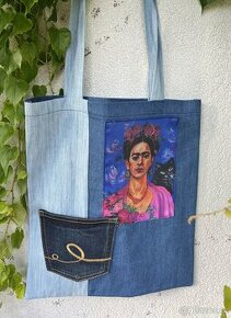 Jeansová taška Frida s kapsou