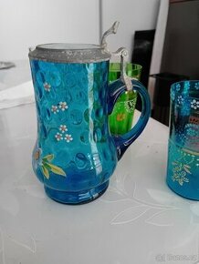Sklo malované džbán a sklenice