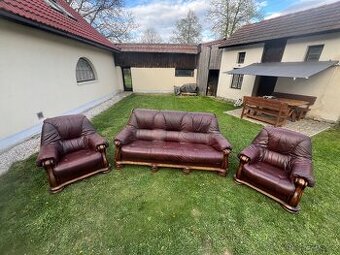 RUSTIKÁLNÍ KOŽENÁ SEDACÍ SOUPRAVA