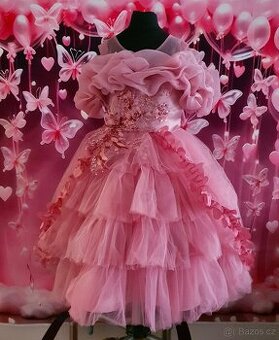 Pudrové růžové společenské dětské  šaty