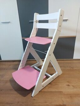 Dětská rostoucí židle HAJDALÁNEK - masiv, bílo - růžová