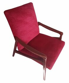 Křesla, rozkládací gauč a jídelní židle - červený samet