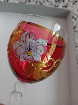 Vintage malované skleničky na nožce 6 kusů. Z chalupy po bab