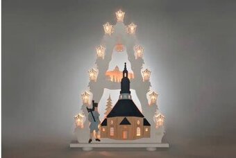 3D vánoční dřevěný světelný led svícen kostel nový