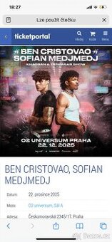 PRODÁM LÍSTKY NA BEN & SOFIAN 🩷