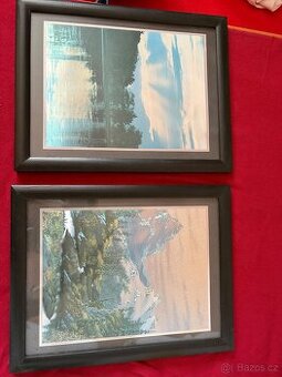 2 promenlive obrazky krajiny v cernem ramu