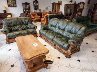 Sedací kožená souprava 3+2 - 2x vysouvací podnožka - zaruka