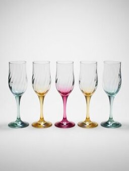 Foukané skleničky na sekt – barevné nožky