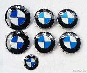 BMW znaky a pokličky celá sada modrobílé