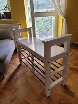 Bílá lavice s botníkem HEMNES zn. IKEA