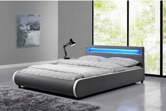 Dizajnová postel NOVÁ 180x200cm s led osvětlením a matracemi