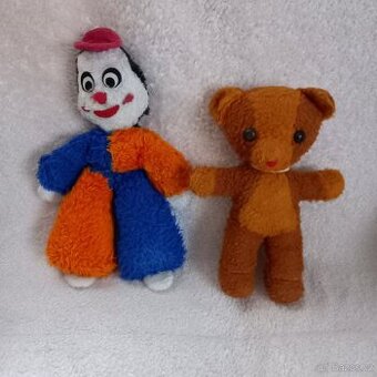2x retro plyšáci šašek a medvídek