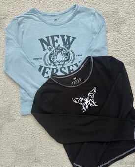 Trička dlouhý rukáv HM, vel. 134/140, 2 kusy