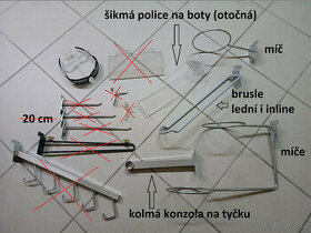 SLAT WALL příslušenství: držáky, háčky, ramena