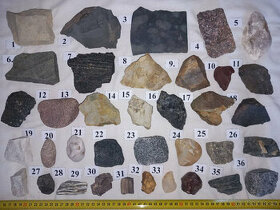 S84 Sbírka 36 ks minerálů, hornin a zkamenělin