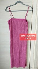 Vel. S Zara růžové strukturované šaty - 1