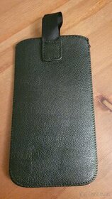 Koženkové pouzdro na mobil černé barvy, suchý zip - 1