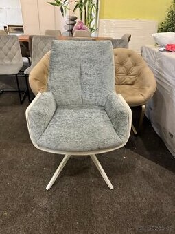 Nová Jídelní židle křesílko  pravá kůže-látka