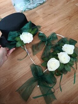 Svatební dekorace na auto - zelena