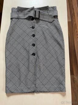 Káro rozepínací sukně s páskem, vel 44/ cca XXL i myslím mén