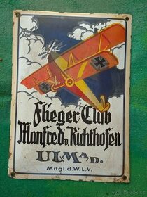 Smaltovaná stará cedule Flíger Club ULM německá