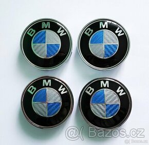 BMW středové pokličky modrobílé karbonové 68mm