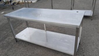 Nerezový stůl 175x70x90 cm se sp. polici
