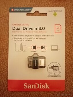 SanDisk Ultra Dual Drive m3.0, 128GB flash disk pro Smartpho