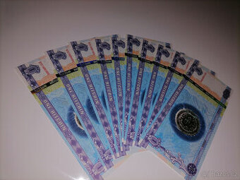Pozlacená bankovka 24k, suvenýr, modrá bankovka