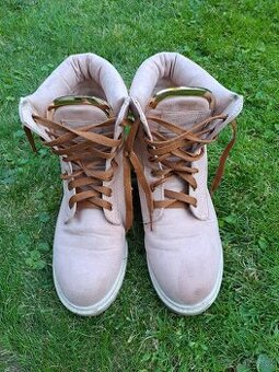 Kožené jarní dívčí/dámské růžové semiš kotník boty