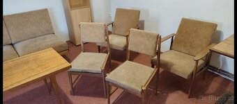 Rozkladací retro gauč křesla židle stůl sedmdesátá léta