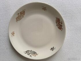 Starý keramický malý talířek zlacený, značeno - 1