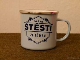 Albi Plechový hrnek s nápisem Štěstí 450 ml plecháček - 1