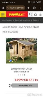 Prodám zahradní dětský domek