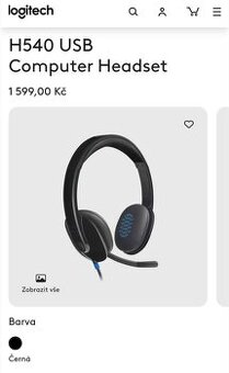 Logitech H540, sluchátka s mikrofonem, USB