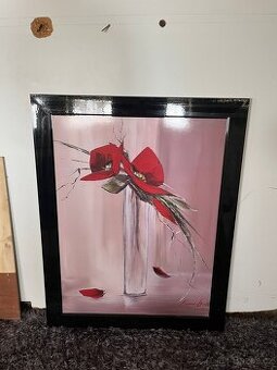 Obraz „Váza s květinou“ – černý rám, 73 × 93 cm