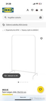 Ikea - stojanovy vesak Mulig 3ks