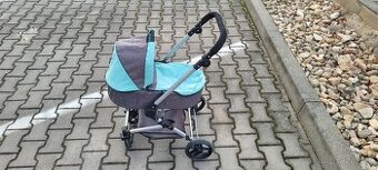 Moderní kočárek 3v1 pro panenky – stylový tyrkysový fešák