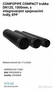 COMFOPIPE COMPACT trubka DN125, 1000mm, s integrovanými spoj