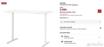 Polohovací stůl IKEA TROTTEN 160×80 – nastavitelná výška, st
