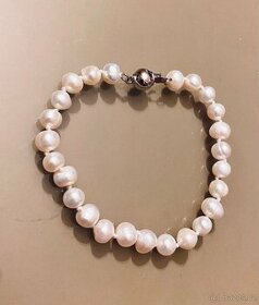Náramek z pravých bílých perel 7-8 mm - 1