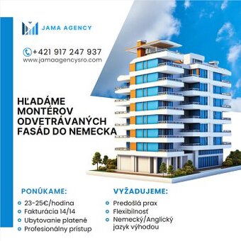 Hľadáme montérov odvetrávaných fasád do NEMECKA