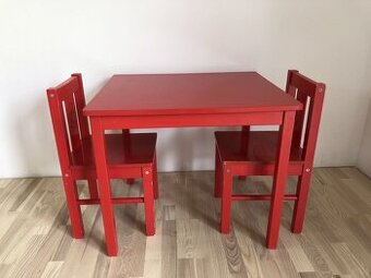 Dřevěný dětský set ikea, stolek a židle