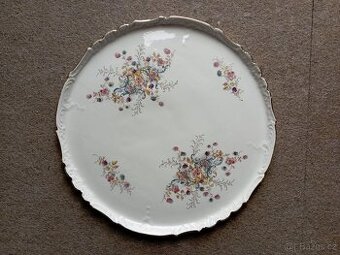 Starožitný talíř - tác s květinovým vzorem