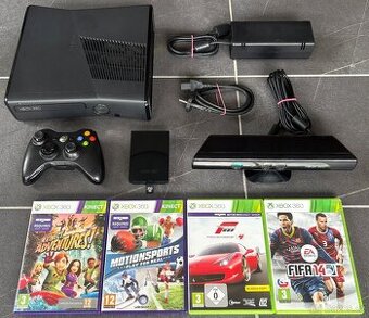Xbox 360 (250 GB) + Kinect, ovladač, hry