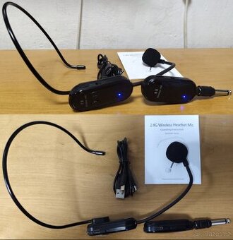 Nový bezdrátový náhlavní mikrofon s přijímačem 2,4 Gz - Wire