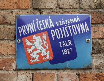 Stará smaltovaná cedule 13 x 18 cm "pojišťovna"